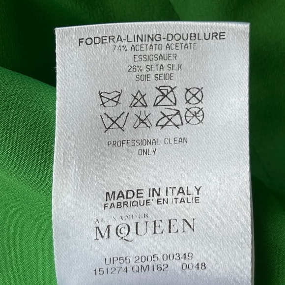 ALEXANDER MCQUEEN VINTAGE GREEN SILK RUCHED DRESS SIZE 40 - Picture 9 of 11
